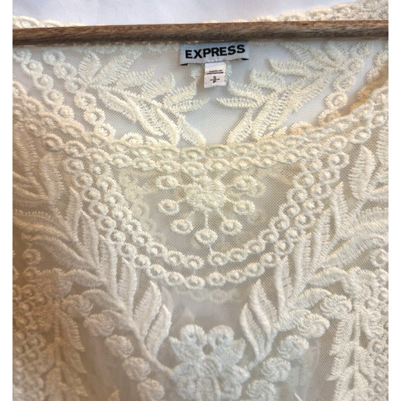 VTG Womens Lace Coquette Express Top Size S Embroidered Floral Dainty Feminine - Picture 2 of 16